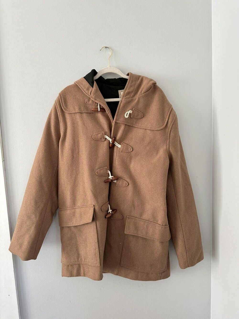 GAP WOOL VINTAGE COAT Women’s Jacket Peacoat  Tan Wool Blend Toggle Button Lined